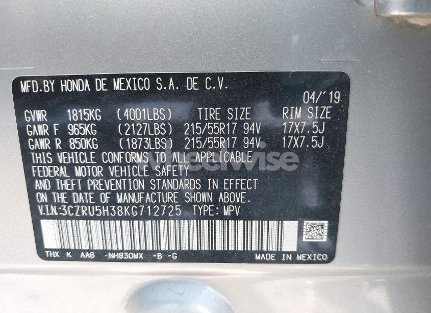 Photo 9 of 2019 Honda Hr-v LX (VIN 3CZRU5H38KG712725)