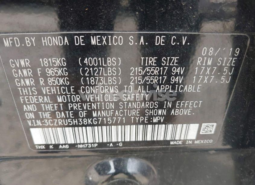 Photo 9 of 2019 Honda Hr-v LX (VIN 3CZRU5H38KG715771)