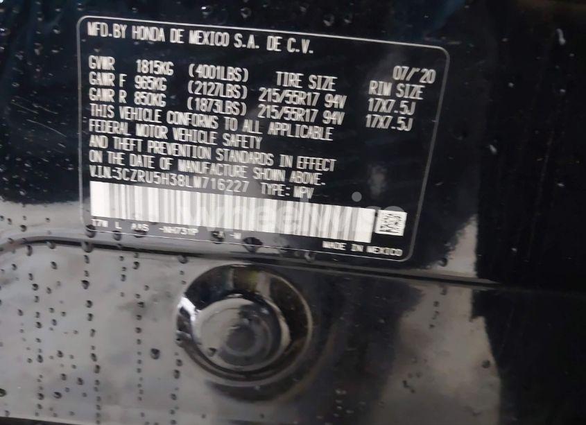 Photo 9 of 2020 Honda Hr-v 2WD LX (VIN 3CZRU5H38LM716227)