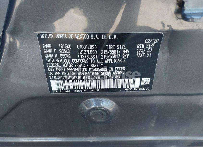 Photo 9 of 2020 Honda Hr-v 2WD LX (VIN 3CZRU5H39LM706726)