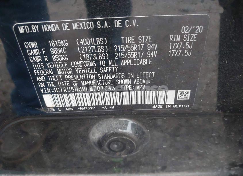 Photo 9 of 2020 Honda Hr-v 2WD LX (VIN 3CZRU5H39LM707343)