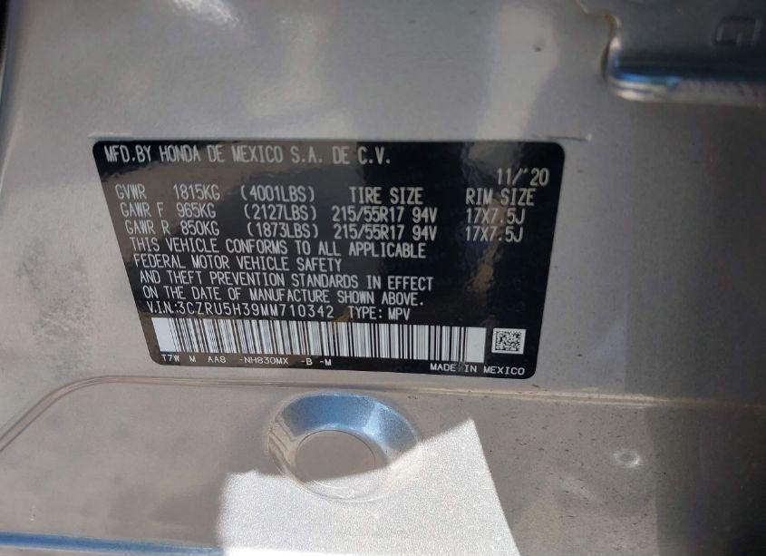 Photo 9 of 2021 Honda Hr-v 2WD LX (VIN 3CZRU5H39MM710342)