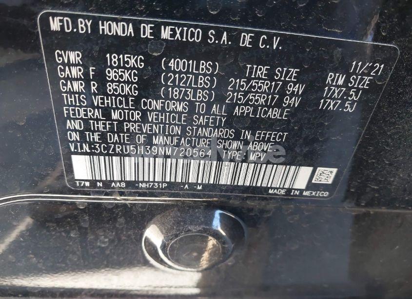 Photo 9 of 2022 Honda Hr-v 2WD LX (VIN 3CZRU5H39NM720564)