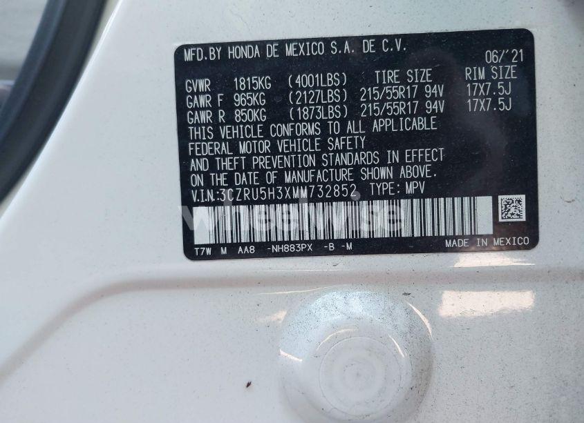 Photo 9 of 2021 Honda Hr-v 2WD LX (VIN 3CZRU5H3XMM732852)