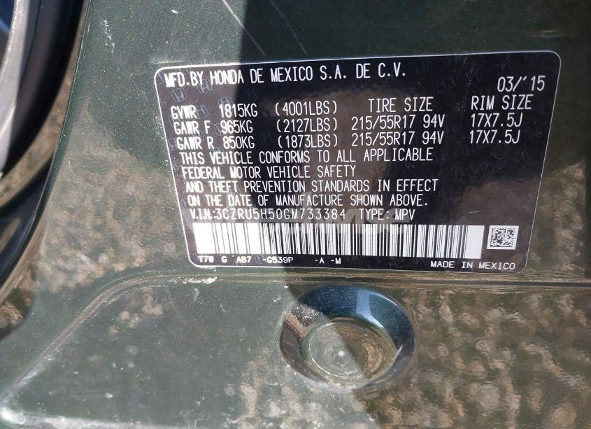 Photo 9 of 2016 Honda Hr-v EX (VIN 3CZRU5H50GM733384)