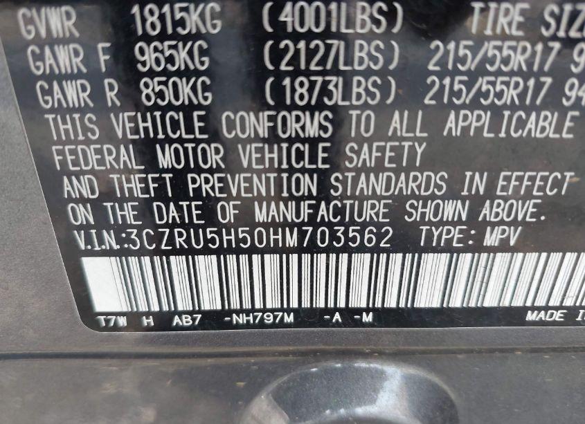 Photo 9 of 2017 Honda Hr-v EX (VIN 3CZRU5H50HM703562)