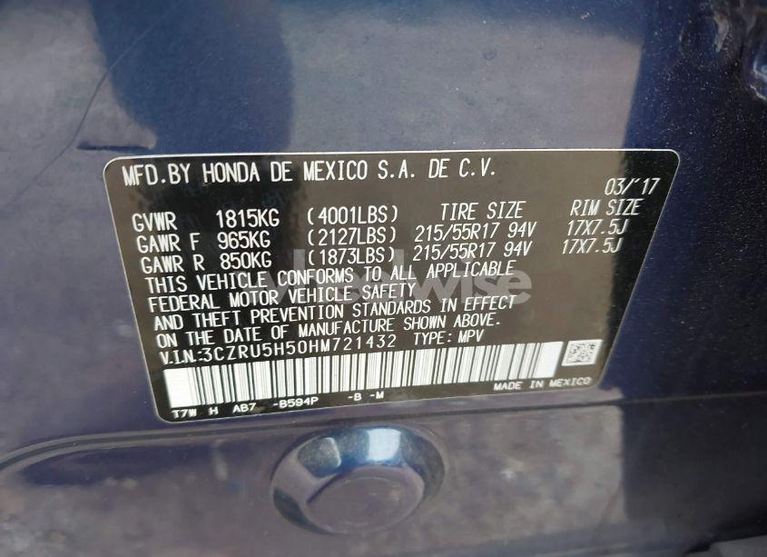 Photo 9 of 2017 Honda Hr-v EX (VIN 3CZRU5H50HM721432)