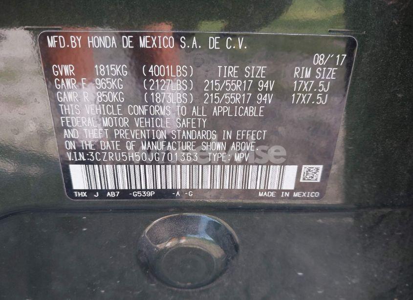 Photo 9 of 2018 Honda Hr-v EX (VIN 3CZRU5H50JG701363)