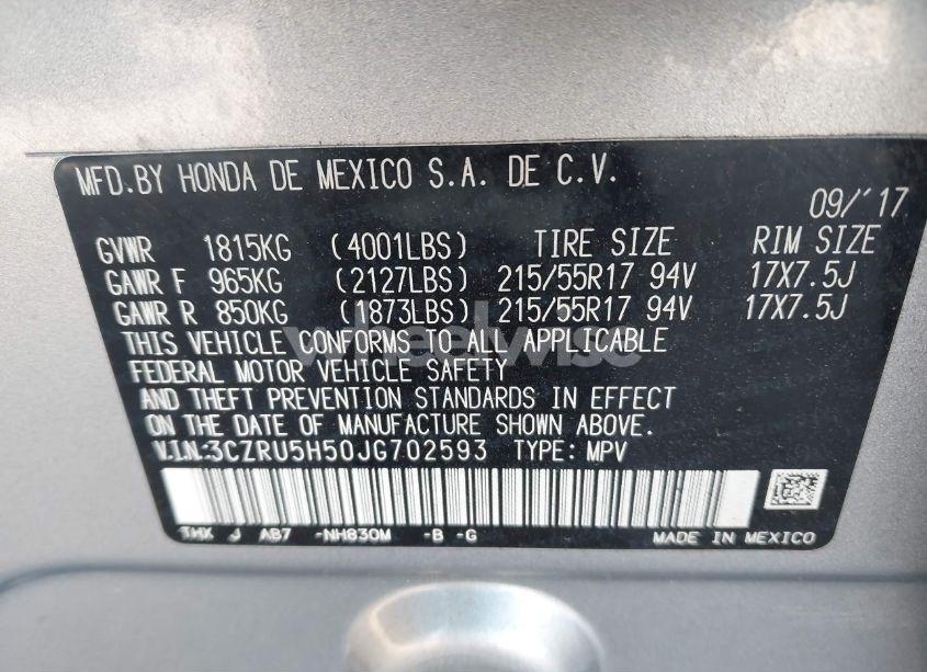 Photo 9 of 2018 Honda Hr-v EX (VIN 3CZRU5H50JG702593)