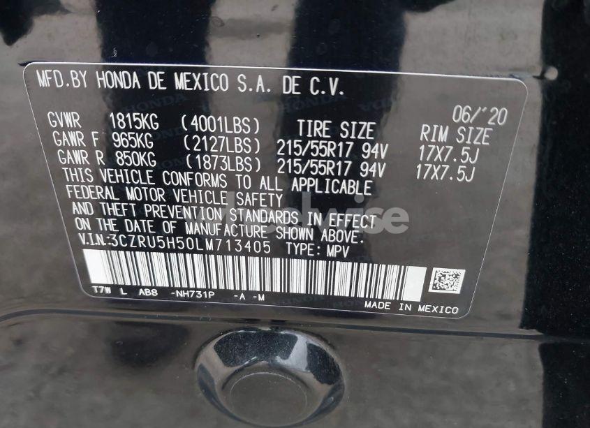 Photo 9 of 2020 Honda Hr-v 2WD EX (VIN 3CZRU5H50LM713405)