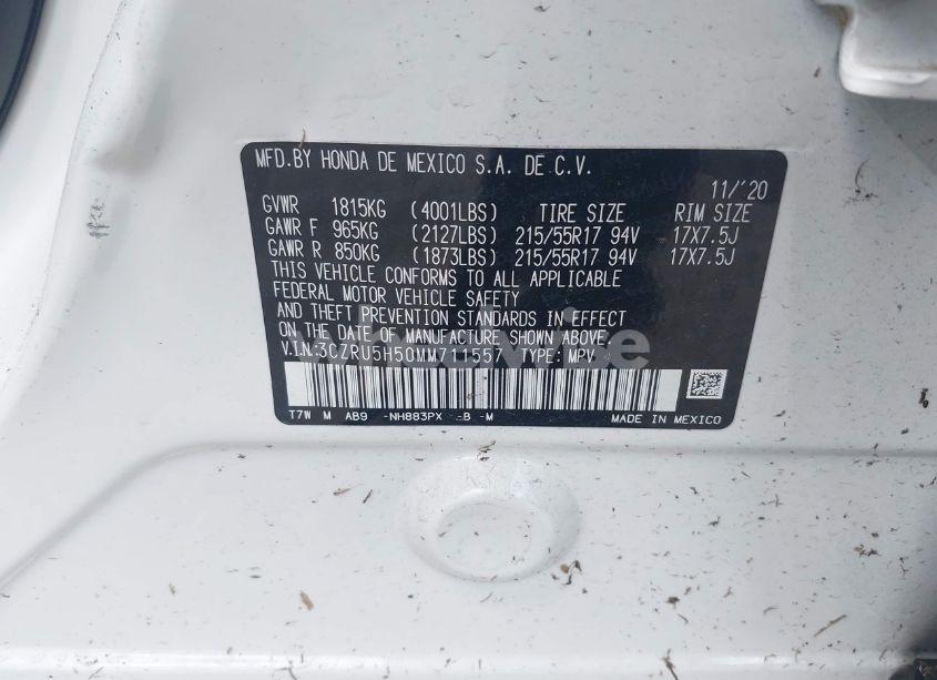 Photo 9 of 2021 Honda Hr-v 2WD EX (VIN 3CZRU5H50MM711557)