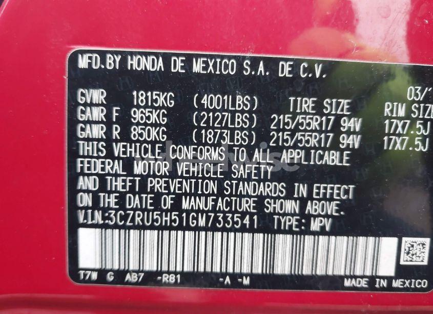 Photo 9 of 2016 Honda Hr-v EX (VIN 3CZRU5H51GM733541)