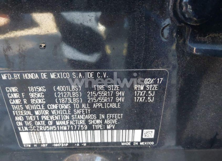 Photo 9 of 2017 Honda Hr-v EX (VIN 3CZRU5H51HM717759)