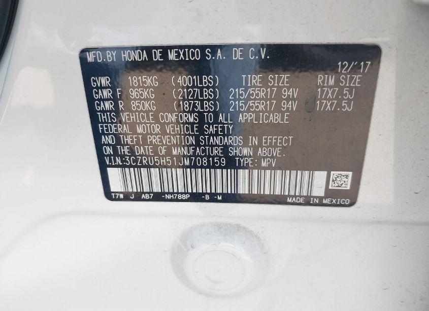 Photo 9 of 2018 Honda Hr-v EX (VIN 3CZRU5H51JM708159)