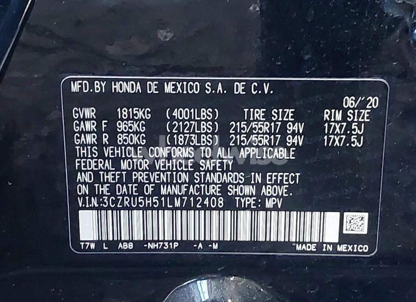 Photo 9 of 2020 Honda Hr-v 2WD EX (VIN 3CZRU5H51LM712408)