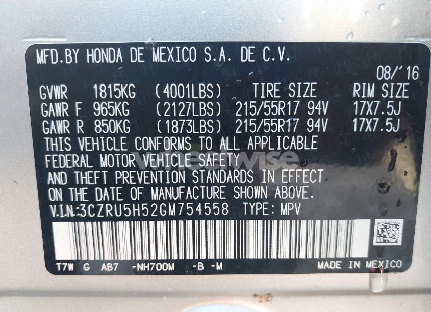 Photo 9 of 2016 Honda Hr-v EX (VIN 3CZRU5H52GM754558)