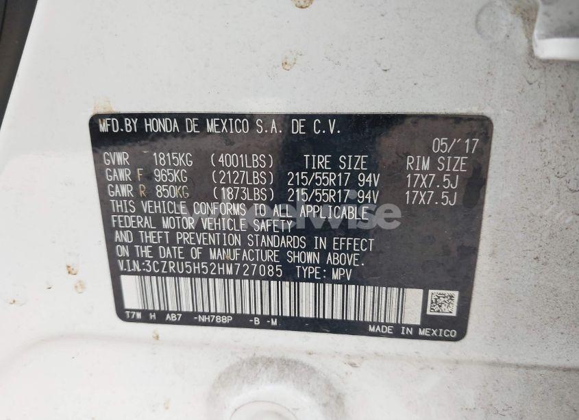 Photo 9 of 2017 Honda Hr-v EX (VIN 3CZRU5H52HM727085)