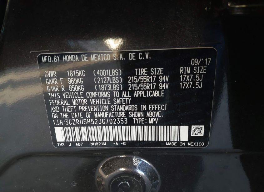 Photo 9 of 2018 Honda Hr-v EX (VIN 3CZRU5H52JG702353)