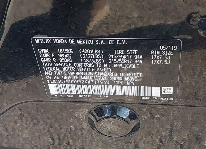 Photo 9 of 2019 Honda Hr-v EX (VIN 3CZRU5H52KM717938)