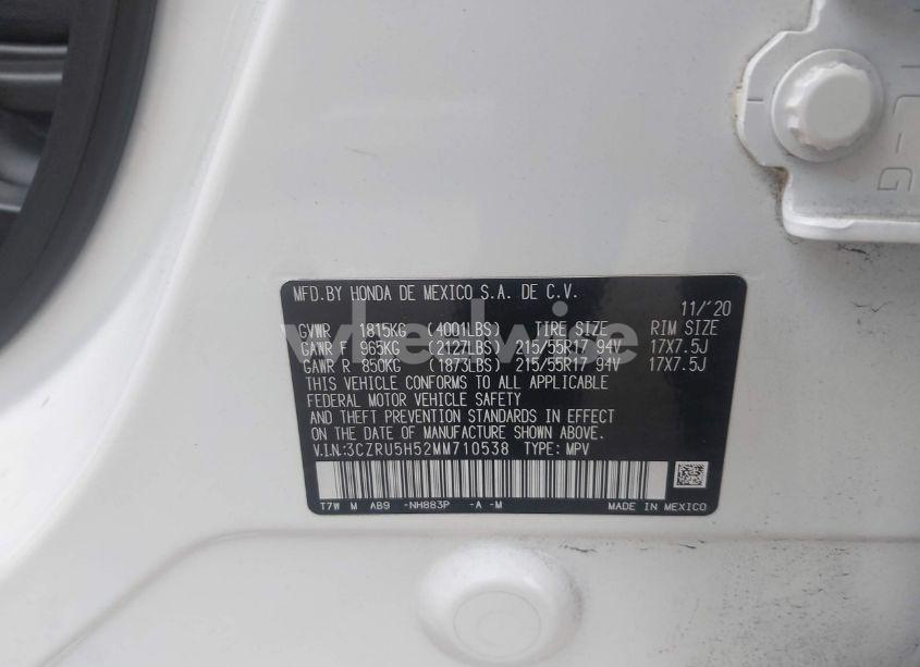 Photo 9 of 2021 Honda Hr-v 2WD EX (VIN 3CZRU5H52MM710538)