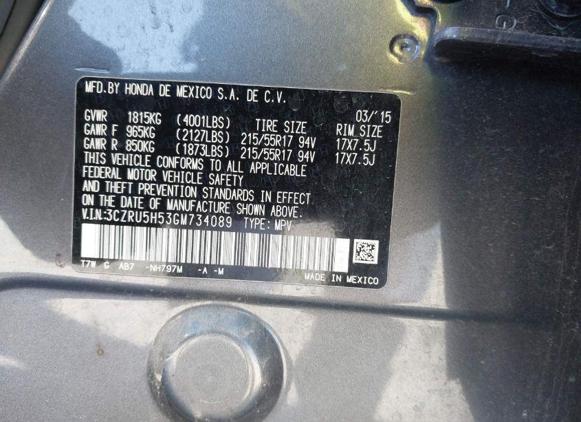 Photo 9 of 2016 Honda Hr-v EX (VIN 3CZRU5H53GM734089)