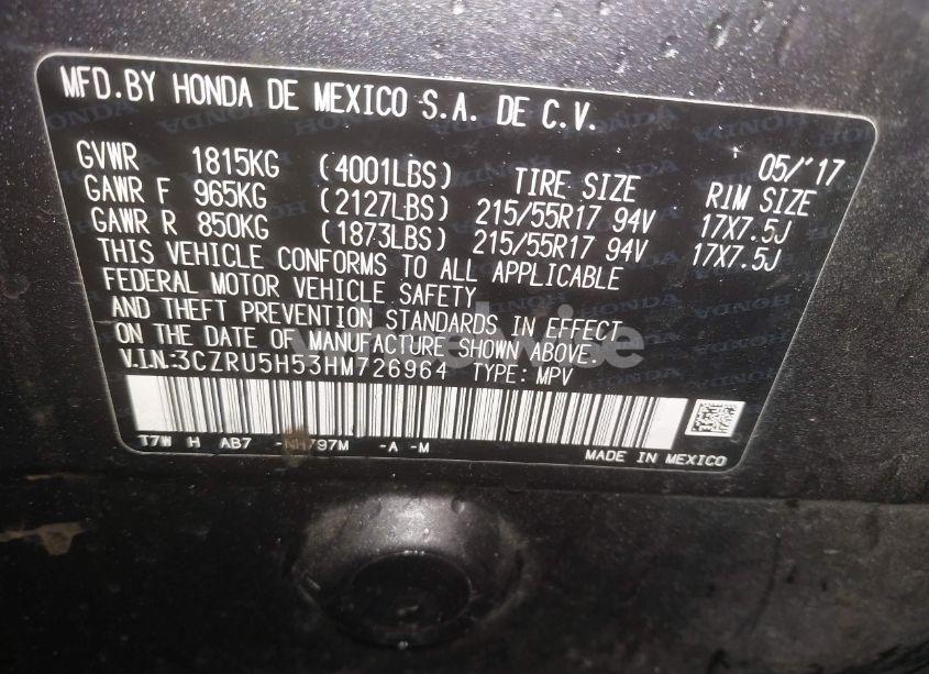 Photo 9 of 2017 Honda Hr-v EX (VIN 3CZRU5H53HM726964)