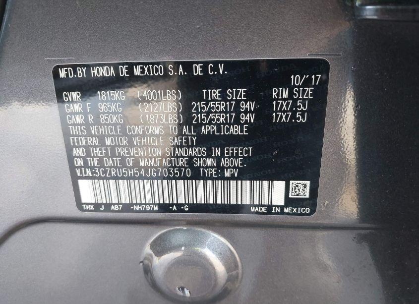 Photo 9 of 2018 Honda Hr-v EX (VIN 3CZRU5H54JG703570)