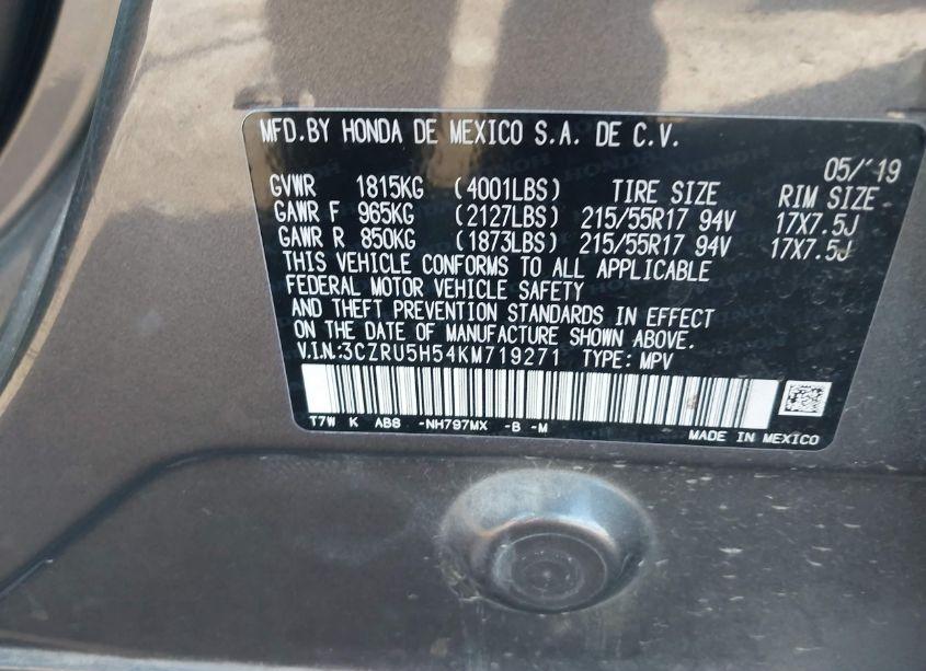 Photo 9 of 2019 Honda Hr-v EX (VIN 3CZRU5H54KM719271)