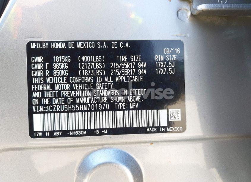 Photo 9 of 2017 Honda Hr-v EX (VIN 3CZRU5H55HM701970)