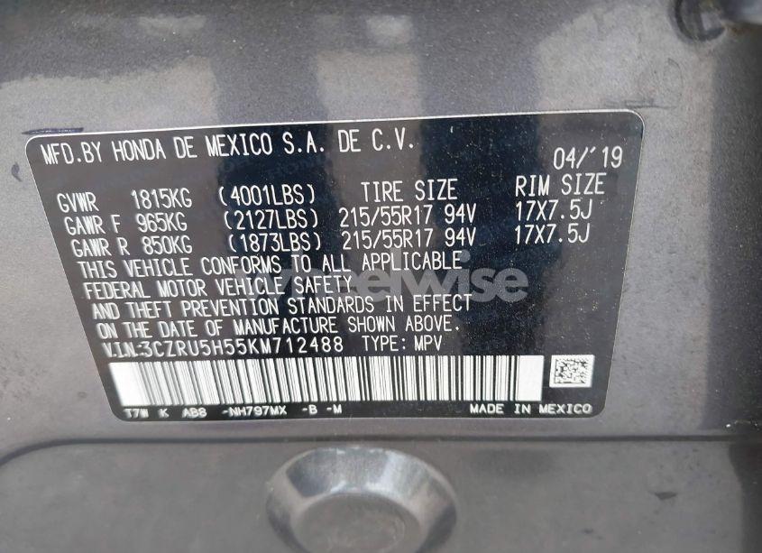 Photo 9 of 2019 Honda Hr-v EX (VIN 3CZRU5H55KM712488)