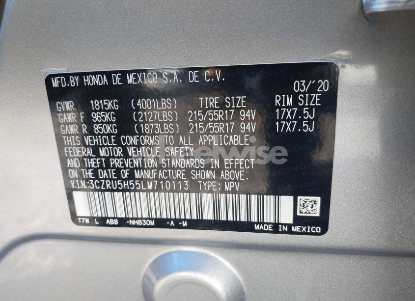 Photo 9 of 2020 Honda Hr-v 2WD EX (VIN 3CZRU5H55LM710113)