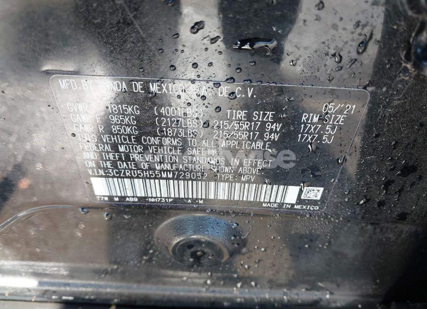 Photo 9 of 2021 Honda Hr-v 2WD EX (VIN 3CZRU5H55MM729052)