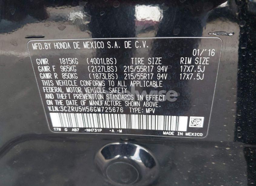 Photo 9 of 2016 Honda Hr-v EX (VIN 3CZRU5H56GM725676)