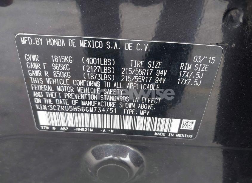 Photo 9 of 2016 Honda Hr-v EX (VIN 3CZRU5H56GM734751)