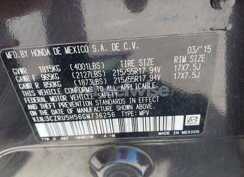 Photo 9 of 2016 Honda Hr-v EX (VIN 3CZRU5H56GM736256)