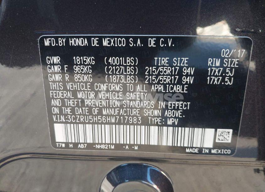 Photo 9 of 2017 Honda Hr-v EX (VIN 3CZRU5H56HM717983)