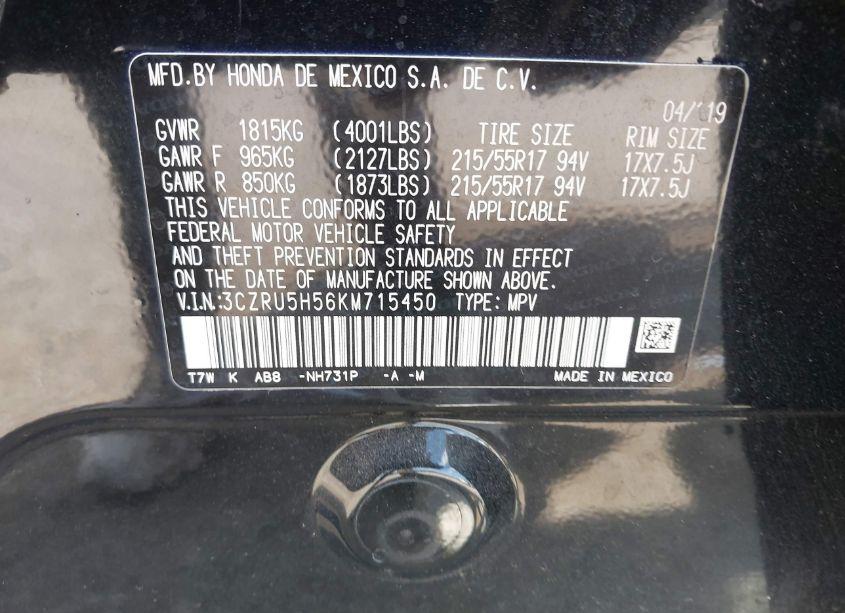 Photo 9 of 2019 Honda Hr-v EX (VIN 3CZRU5H56KM715450)