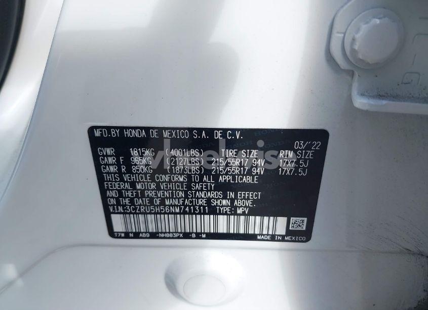 Photo 9 of 2022 Honda Hr-v 2WD EX (VIN 3CZRU5H56NM741311)