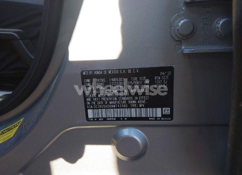 Photo 9 of 2022 Honda Hr-v 2WD EX (VIN 3CZRU5H56NM743480)