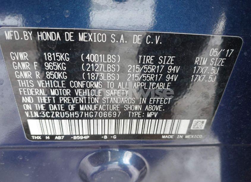 Photo 9 of 2017 Honda Hr-v EX (VIN 3CZRU5H57HG706697)