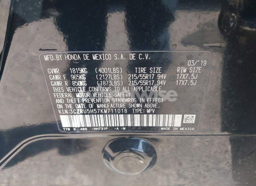 Photo 9 of 2019 Honda Hr-v EX (VIN 3CZRU5H57KM711018)