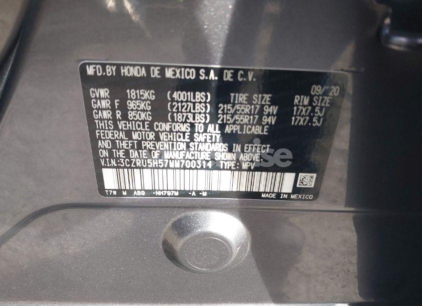 Photo 9 of 2021 Honda Hr-v 2WD EX (VIN 3CZRU5H57MM700314)