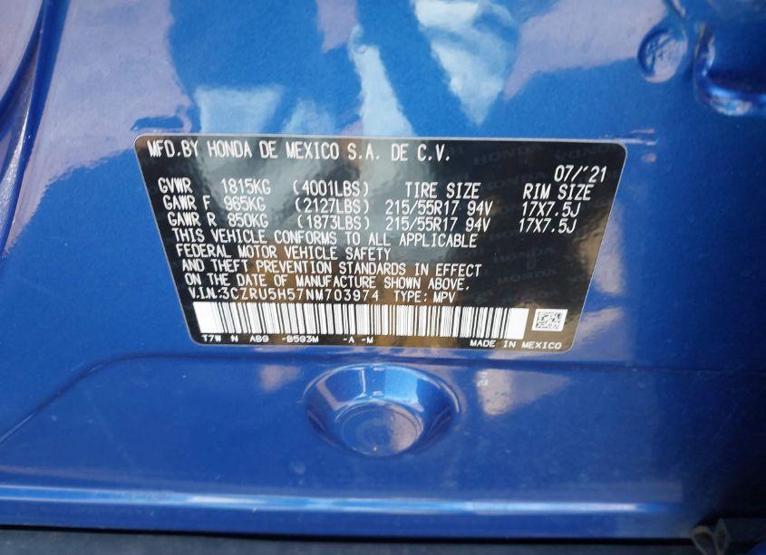 Photo 9 of 2022 Honda Hr-v 2WD EX (VIN 3CZRU5H57NM703974)