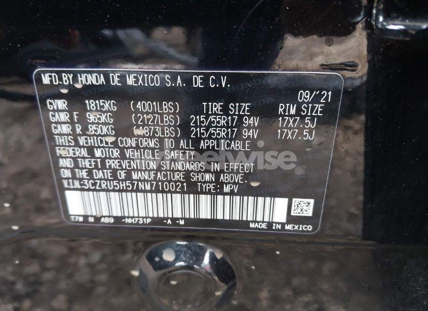 Photo 9 of 2022 Honda Hr-v 2WD EX (VIN 3CZRU5H57NM710021)