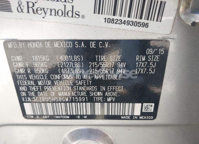 Photo 9 of 2016 Honda Hr-v EX (VIN 3CZRU5H58GM715991)