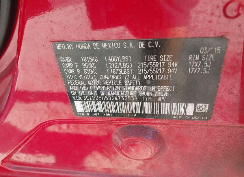 Photo 9 of 2016 Honda Hr-v EX (VIN 3CZRU5H58GM733536)