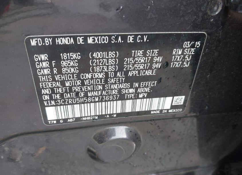 Photo 9 of 2016 Honda Hr-v EX (VIN 3CZRU5H58GM736937)