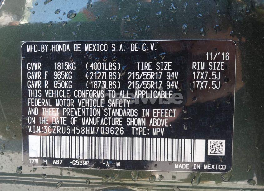 Photo 9 of 2017 Honda Hr-v EX (VIN 3CZRU5H58HM709626)