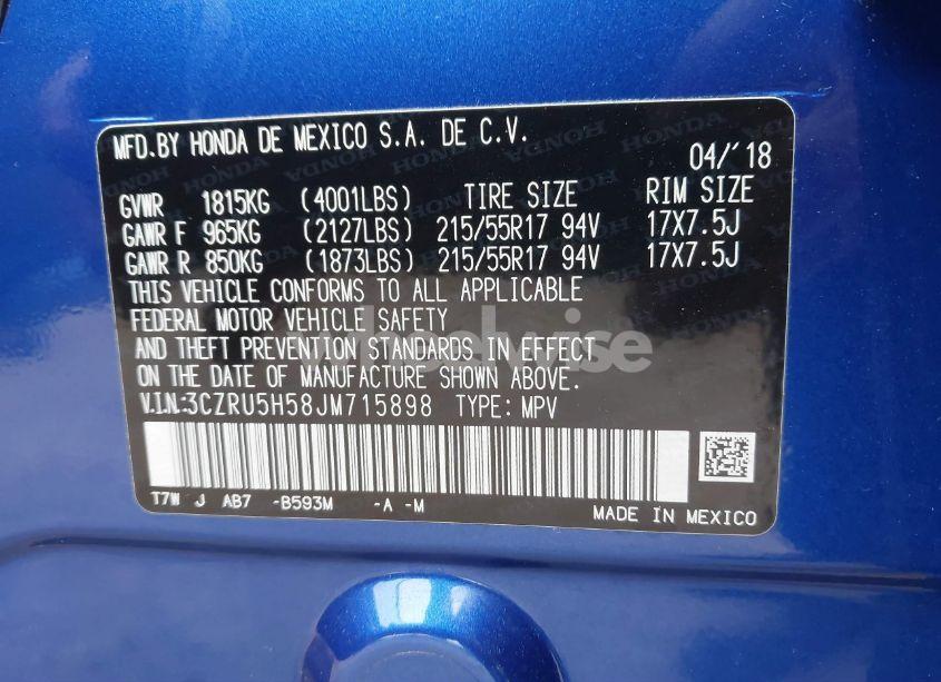 Photo 9 of 2018 Honda Hr-v EX (VIN 3CZRU5H58JM715898)