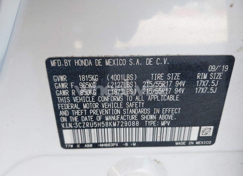 Photo 9 of 2019 Honda Hr-v EX (VIN 3CZRU5H58KM729088)